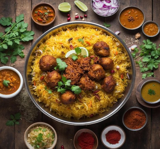 Biryani With Other Side Dishes